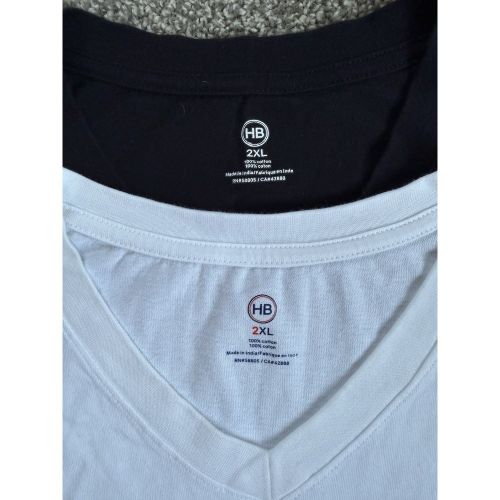 T-Shirt Men's 2XL V-Neck Lot Harbor Bay White Black Basic Cotton Tees DXL